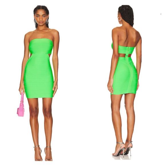 NWT Susana Monaco Bandage Tube Strapless Mini Dress XS Green Zing - Picture 1 of 8